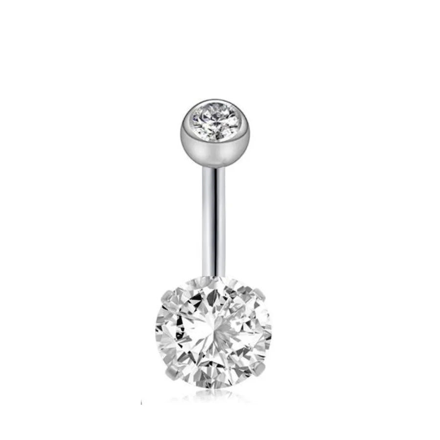 fashion solid color stainless steel inlay artificial gemstones belly ring