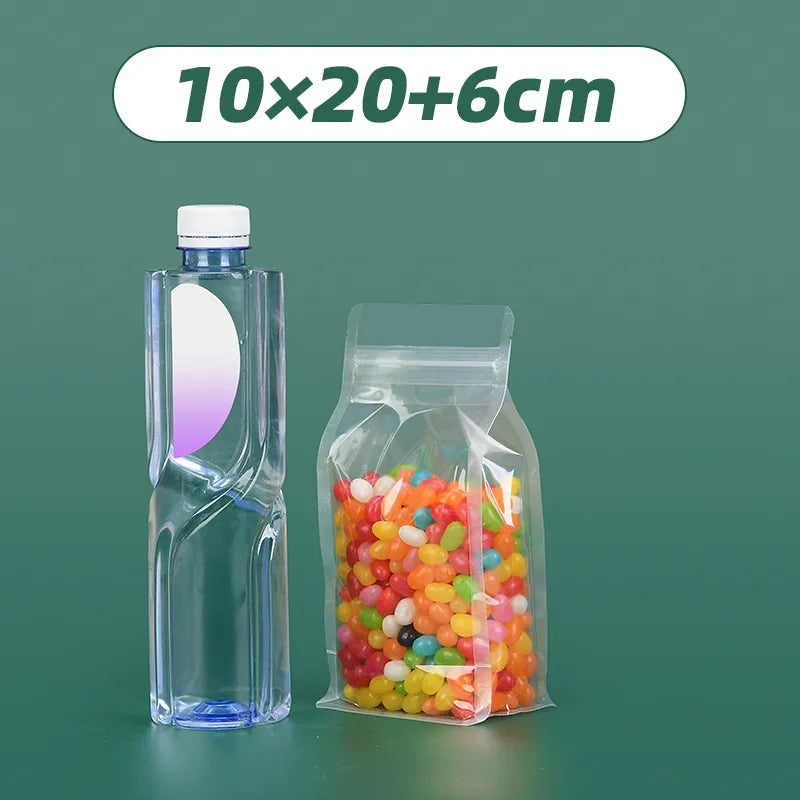 Thickened frosted transparent self-supporting packaging bag candy scented tea rice self-sealing bag cat food bait eight-sided sealing bag wholesale