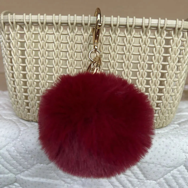 korean style hairball alloy women's bag pendant keychain
