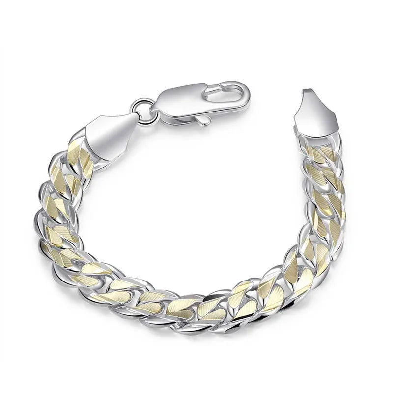 Hip-Hop Retro Geometric Copper Mixed Metal Plating Silver Plated Men's Bracelets Men Chain Bracelets