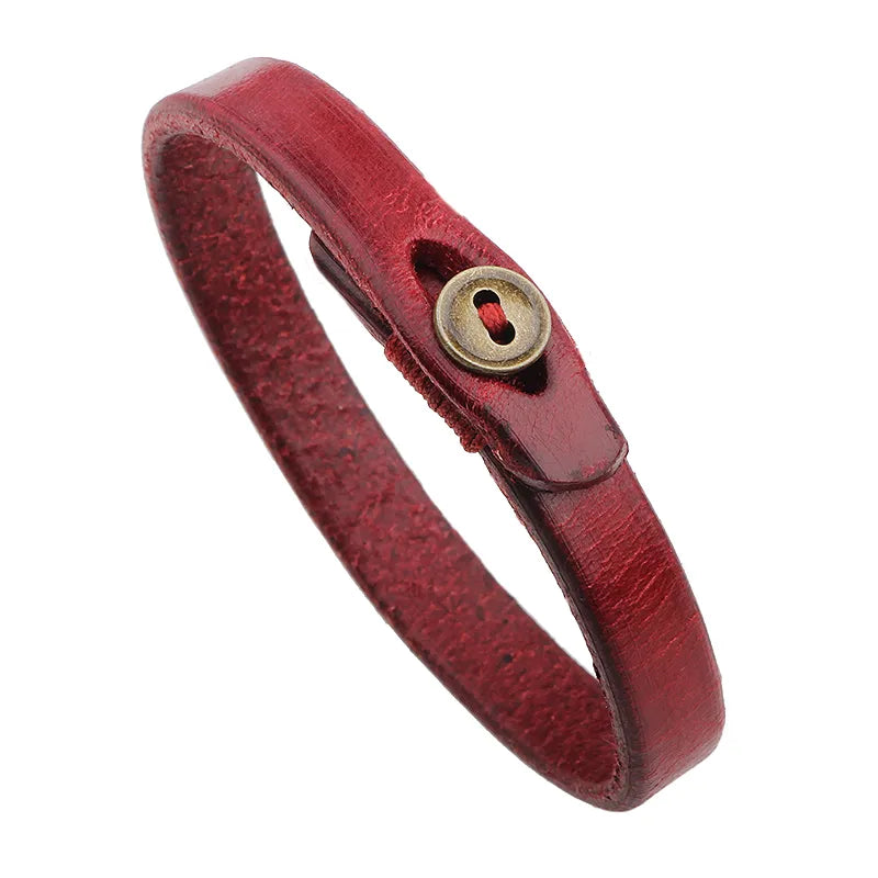 handmade simple style letter alloy leather knitting women's men's bracelets