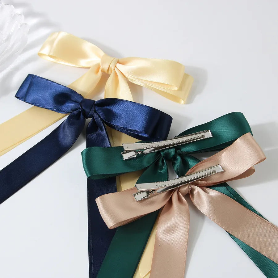 Women's Sweet Simple Style Classic Style Solid Color Bow Knot Cloth Hair Clip