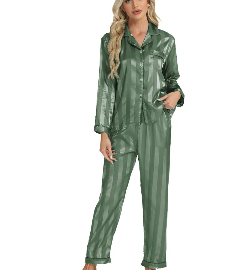 Elegant Long Sleeve Women's Home Clothes Set Sleepwear Casual Fashionable Floral Embroidery Comfortable Polyester Silk Blend