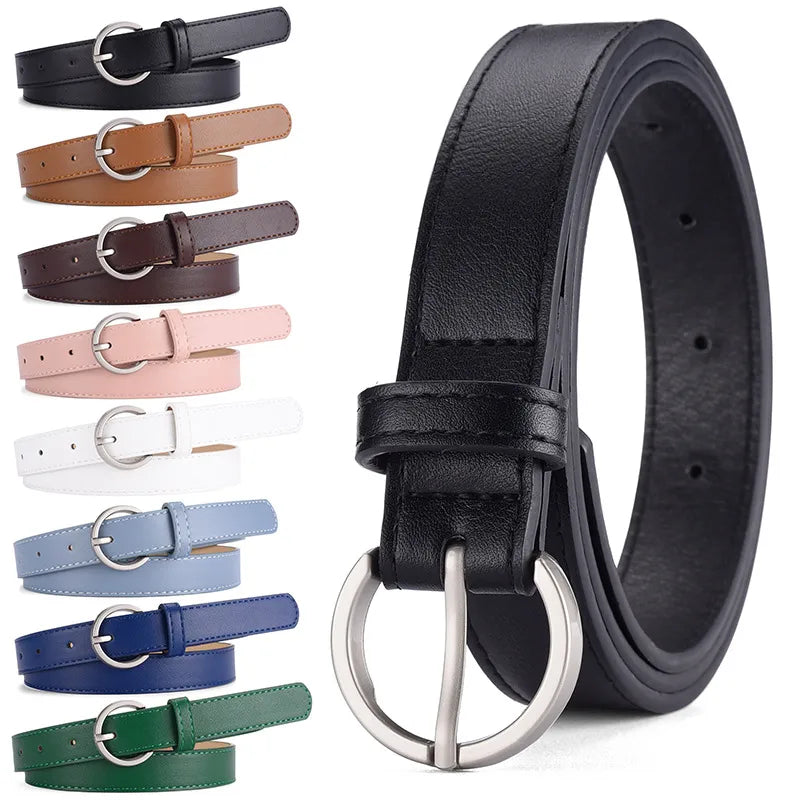 Basic Simple Style Solid Color Pu Leather Alloy Women's Leather Belts