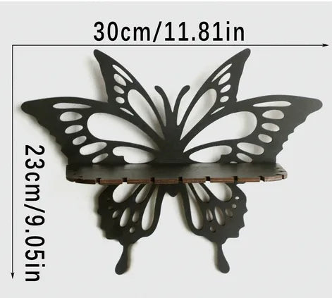 Retro Classic Style Butterfly Wood Ornaments Storage Rack Wall Art