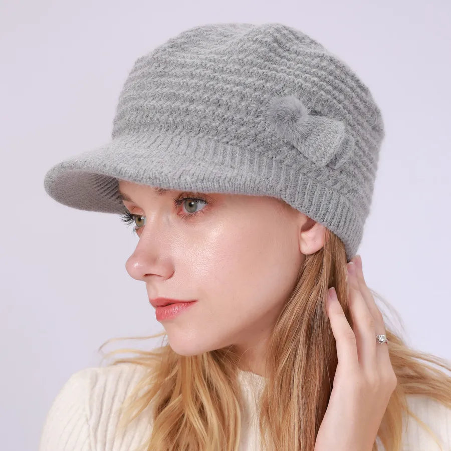women's casual solid color flat eaves wool cap