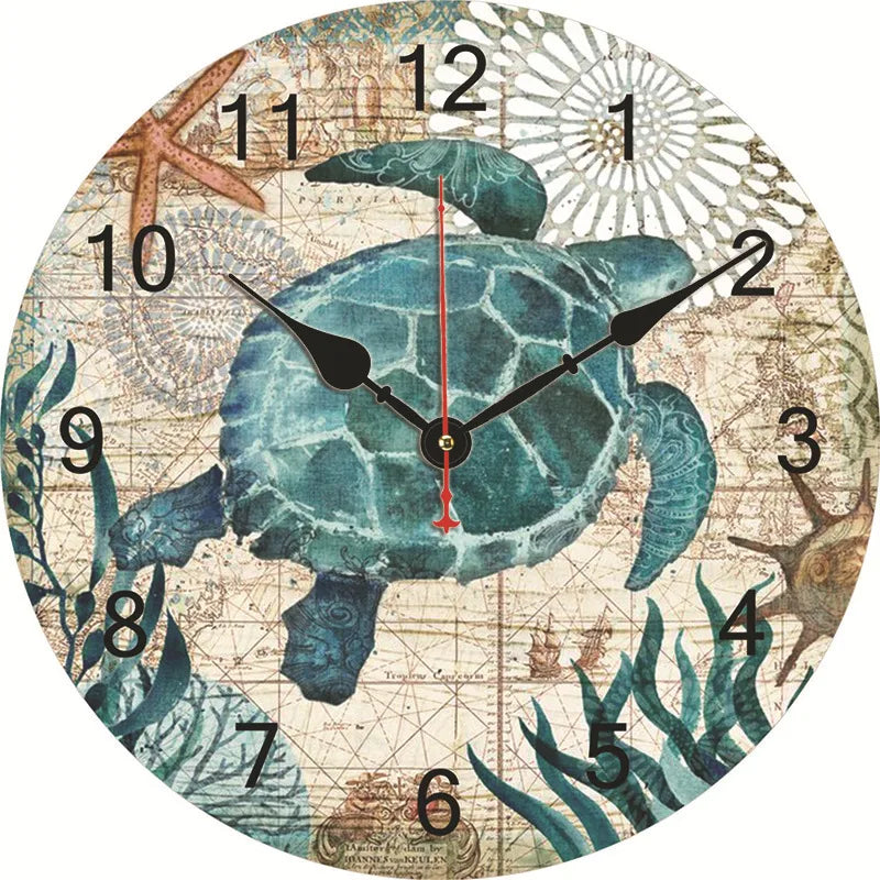 silent wall clock retro wood ocean clock wall sticker simple wall clock retro explosion hanging clock