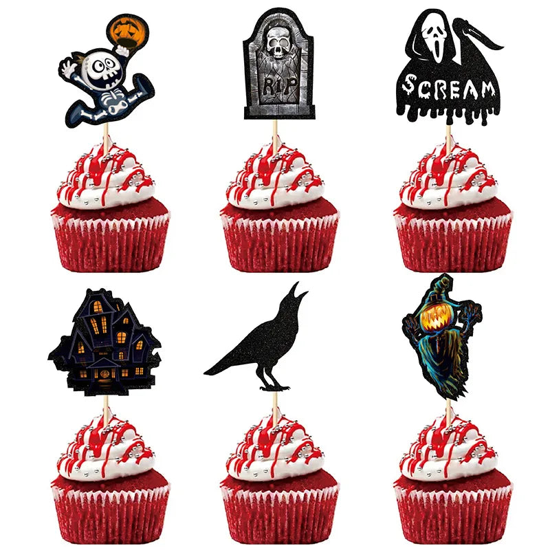 Halloween Gothic Hip-Hop Color Block Festival Cake Decorating Supplies