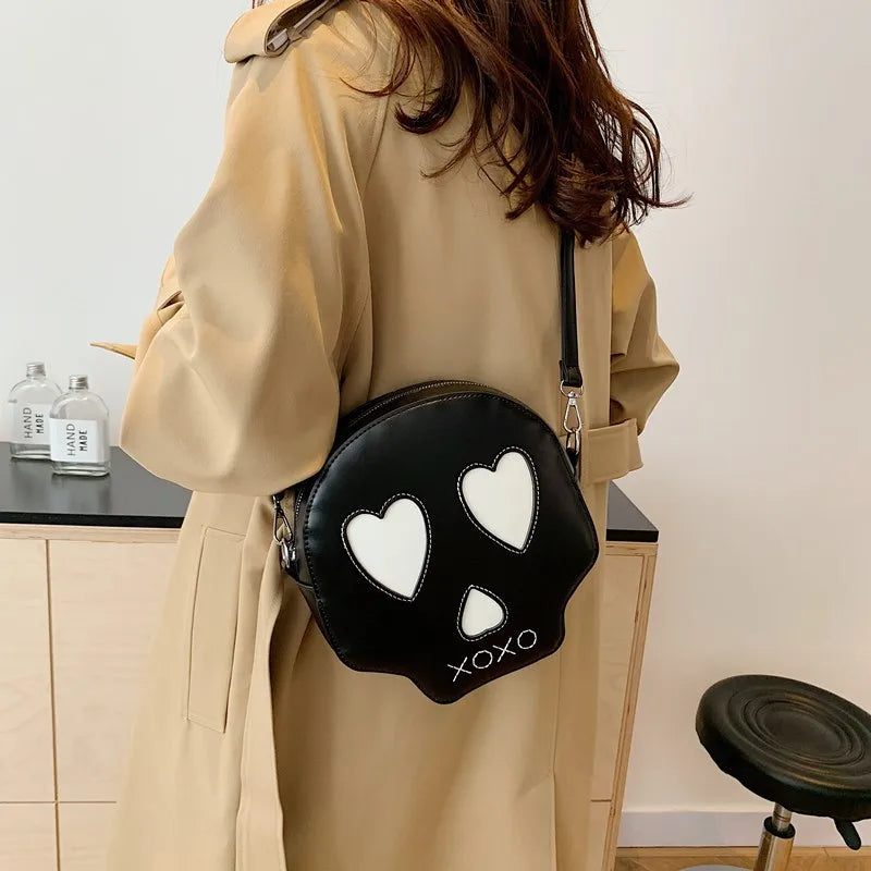 Large Capacity Skull Halloween Themed Women's Crossbody Bag Quirky Personality Single Shoulder Bag Casual Travel Nylon