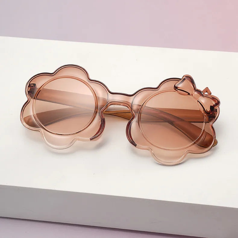 One-Piece Colorful Kidsren's Sunglasses Round Frame Kidsren's Bow Glasses Sun Protection Baby Sunflower Sunglasses