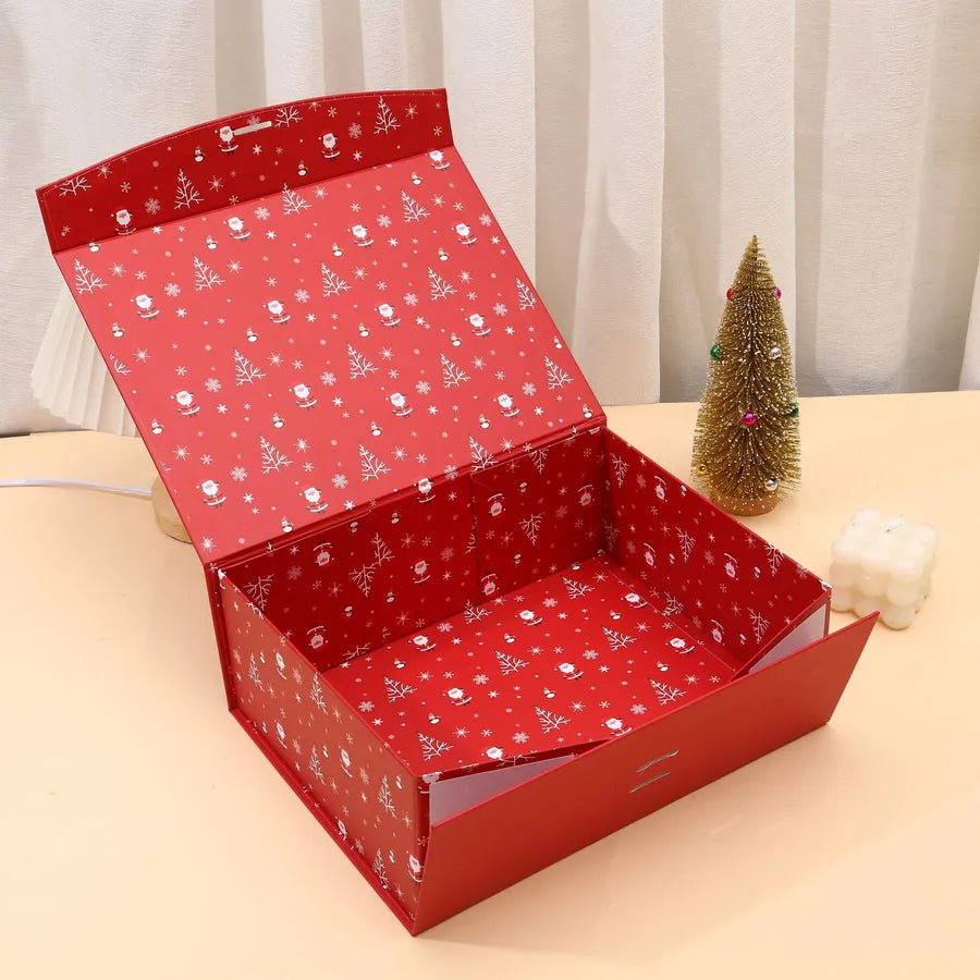 Christmas Gift Box Butterfly Knot Magnetic One-Piece Packaging Box Elegant Simple Style White Card Paper Christmas Gifts