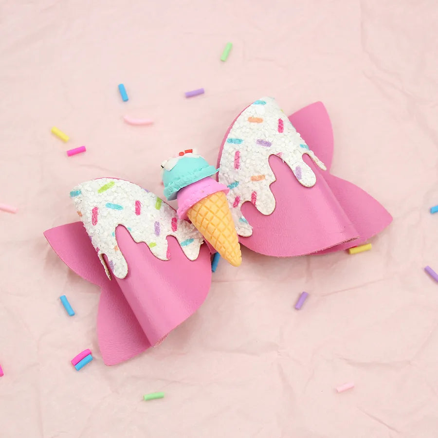 Amazon's New Donut Hairpin Children's Bow Hair Accessories Ice Cream Cream Candy Color Girl Hairpin