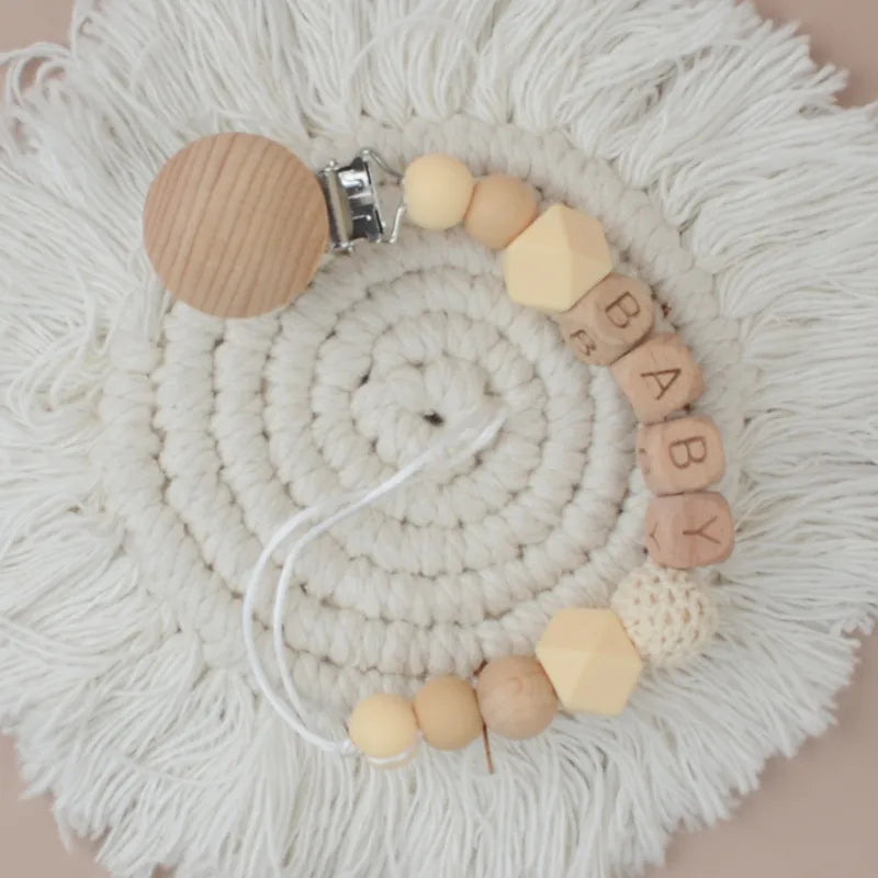 simple style letter beech silicone baby accessories
