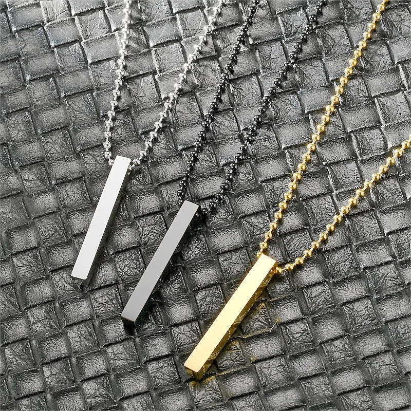 retro square solid color titanium steel polishing pendant necklace 1 piece