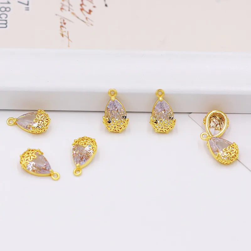 1 Piece Copper Zircon Flower Bow Knot Pendant