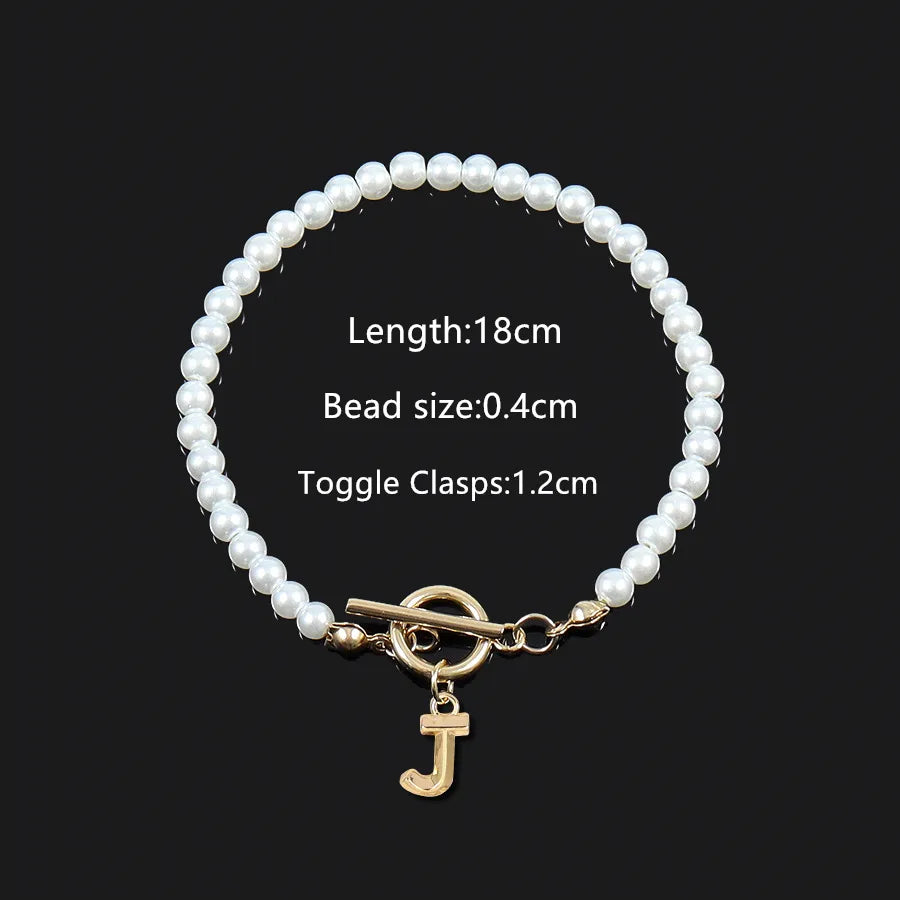 Elegant Vintage Style Classic Style Letter 304 Stainless Steel Artificial Pearl Beaded Chain Beaded Bracelets Wholesale