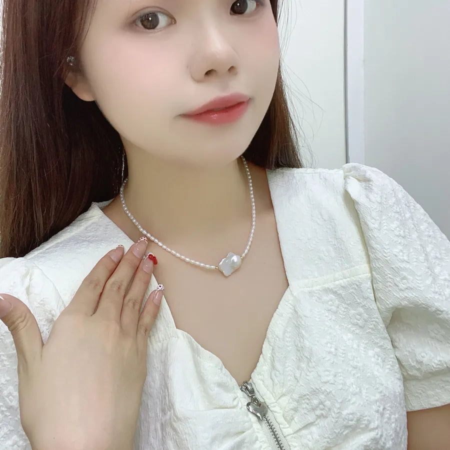 Original Design Natural Freshwater Mermaid Tail Pearl Necklace Women's Baroque Irregular Shape Bestselling Choker Necklace