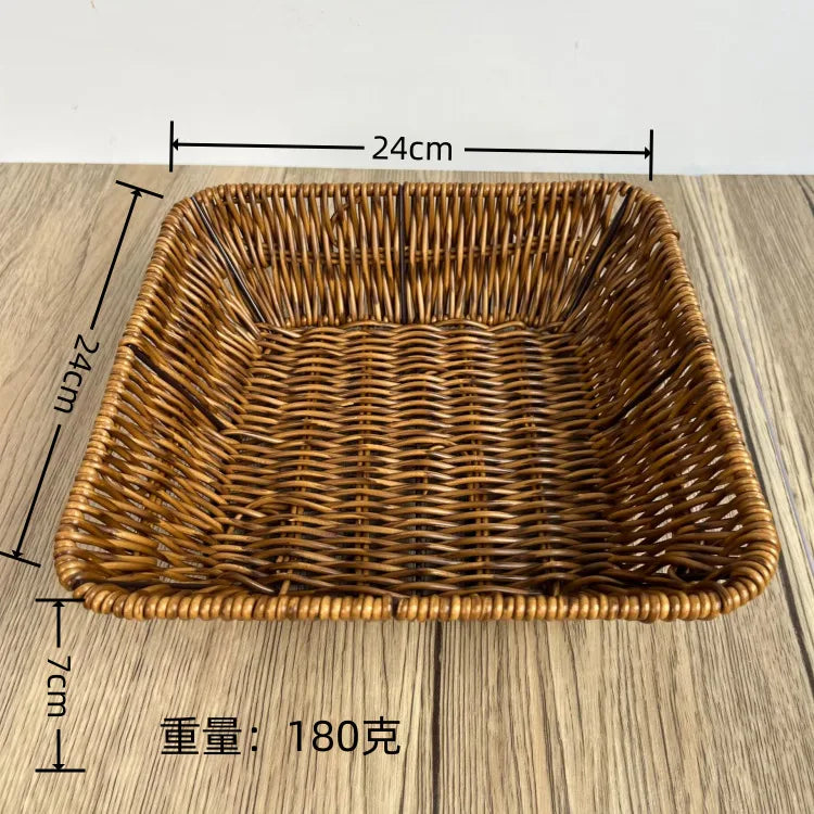 Simple Style Solid Color Imitation Rattan Storage Basket