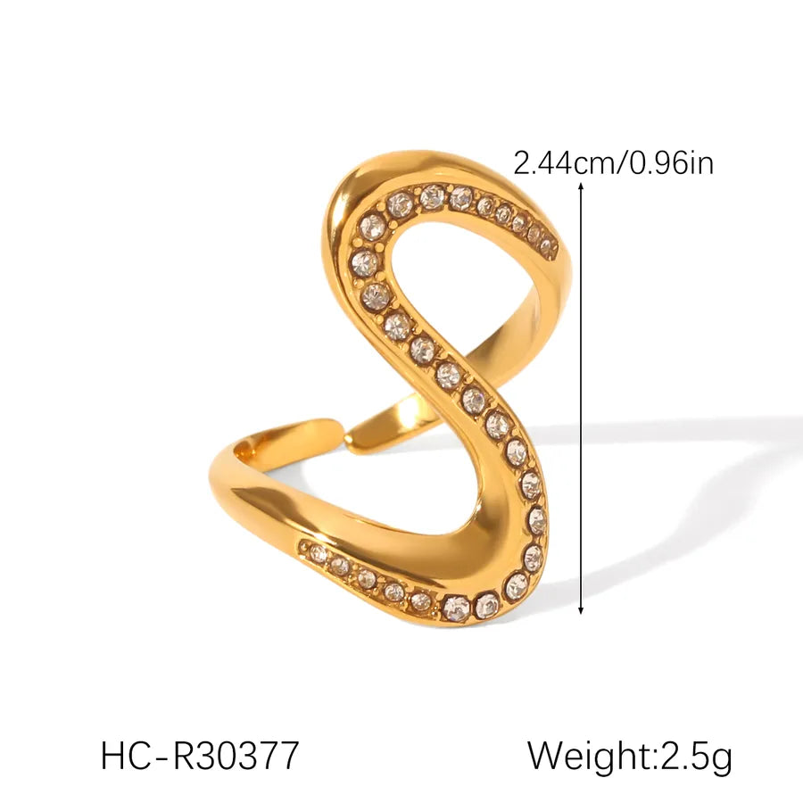 Wholesale Jewelry IG Style Casual Luxurious Cross 304 Stainless Steel Titanium Steel Zircon 18K Gold Plated Inlay Rings