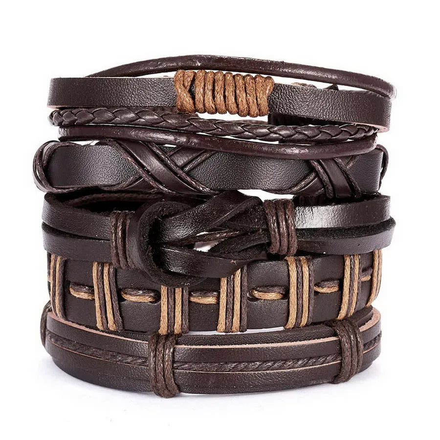 Hip-Hop Retro Geometric CCB Pu Leather Alloy Braid Men's Bracelets