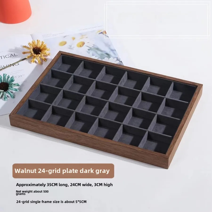 Walnut wood grain jewelry storage box ring tray stud earrings necklace watch tray jewelry bracelet display
