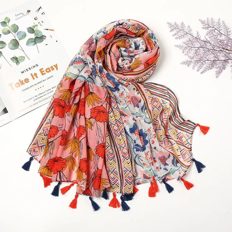 Women's Ethnic Style Color Block Polyester Scarf