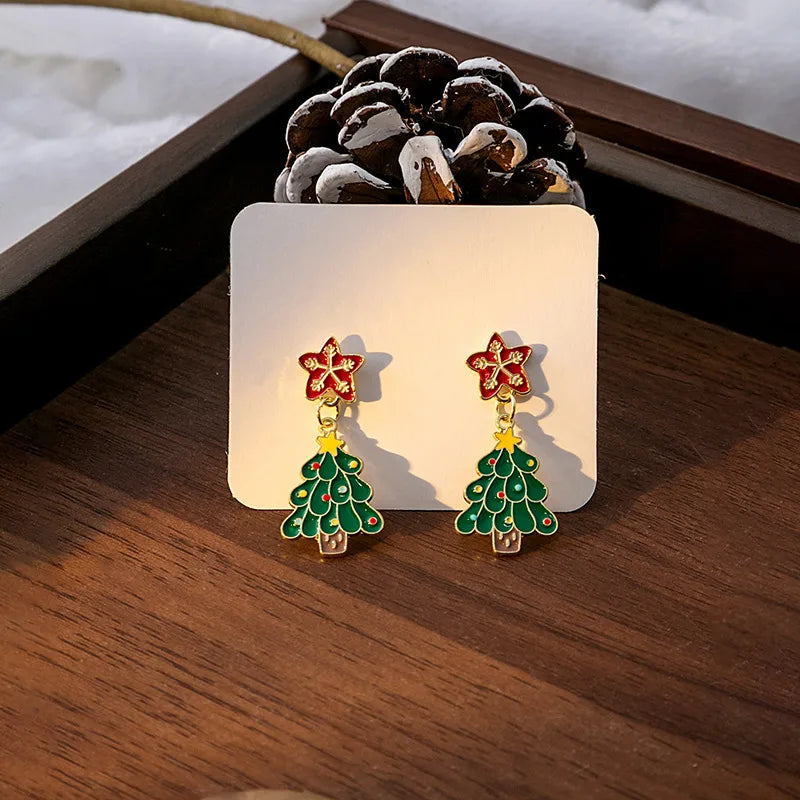 1 Pair Christmas Cute Penguin Santa Claus Christmas Socks Plating Alloy Drop Earrings