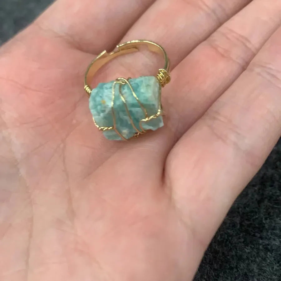 fashion irregular natural stone copper plating rings 1 piece
