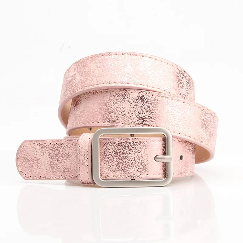 Women's Korean-style  Belt Alloy Japanese Pin Buckle Belt Shiny pu Belt Jeans Decorative Trouser Belt Spot