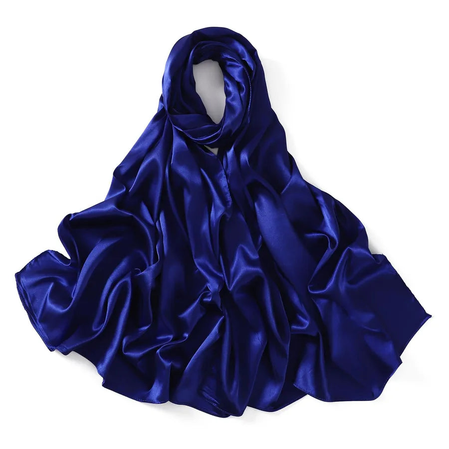 women's streetwear solid color satin winter scarves