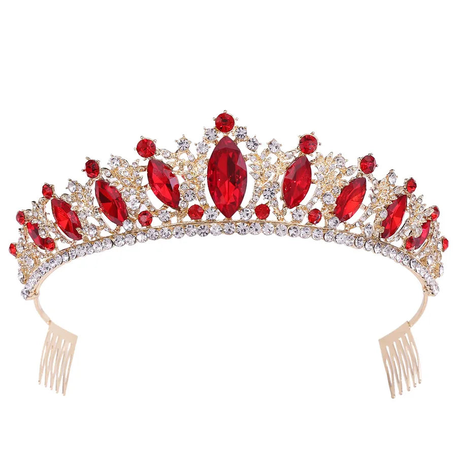 fashion water droplets crown alloy rhinestone inlay artificial crystal crown 1 piece