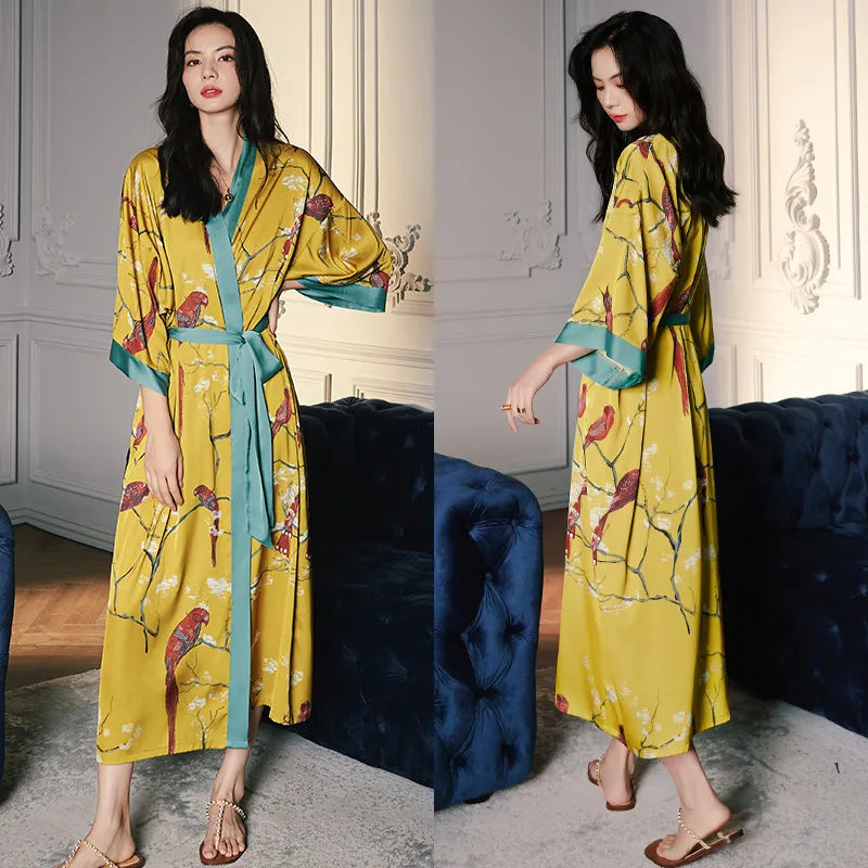new satin chiffon ice silk light bathrobe multicolors