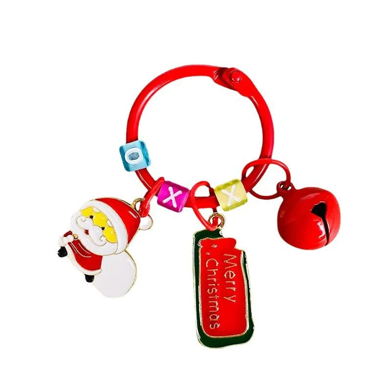 Creative Metal Santa Claus Keychain Christmas Themed Cartoon Small Tag Pendant Couple's Bag Accessory Unique Gift