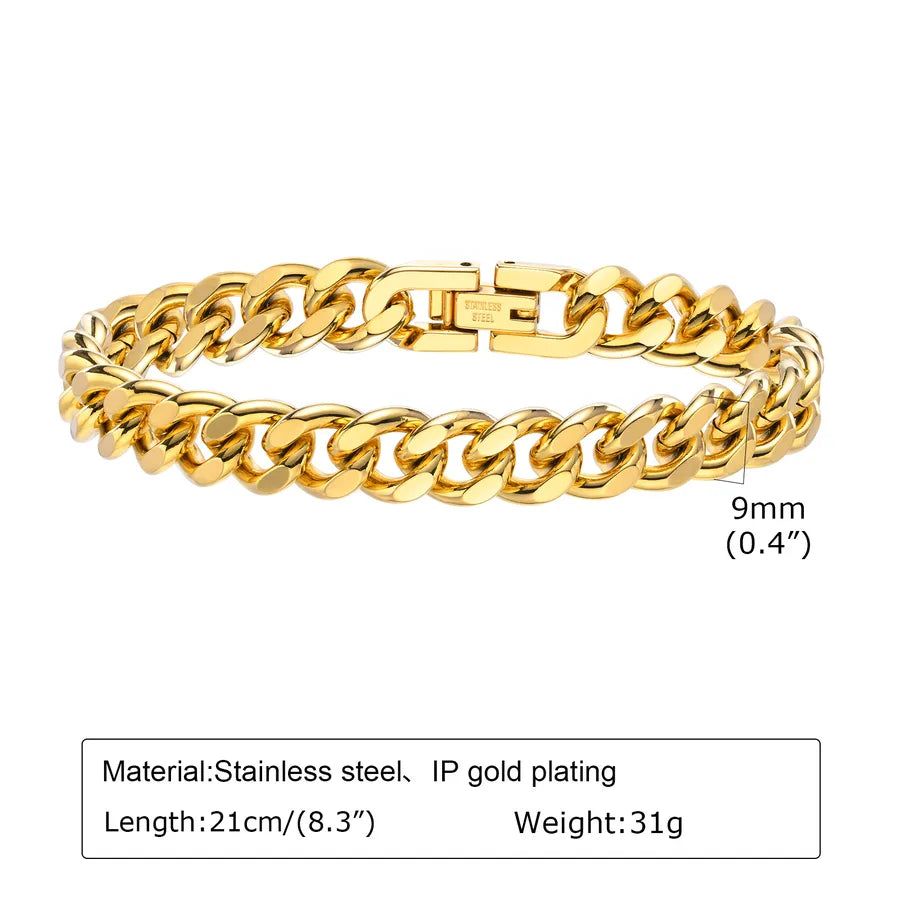 Simple Style Solid Color Stainless Steel Men's Bracelets