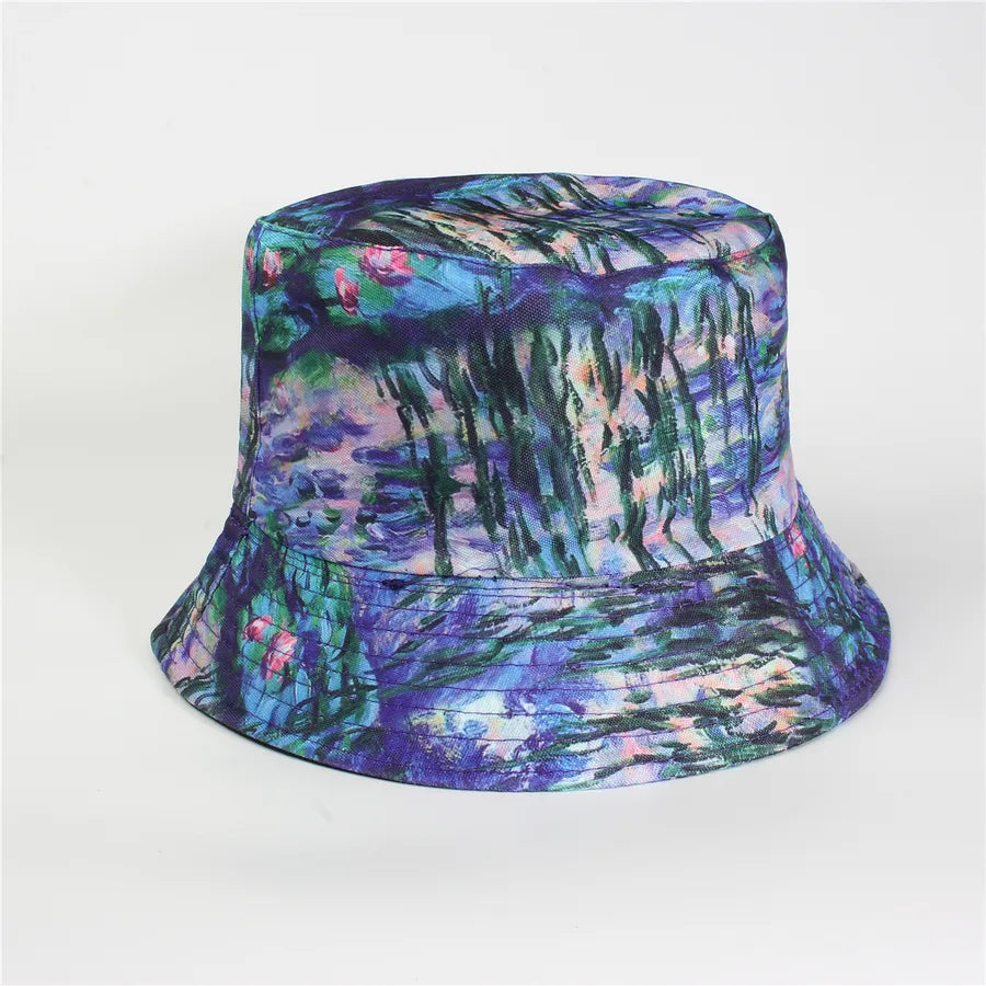 Double-Sided Fisherman Hat Women's Floral Print Sunshade Leaf Animal Cartoon Bucket Cap Spring Summer Elegant Casual Style
