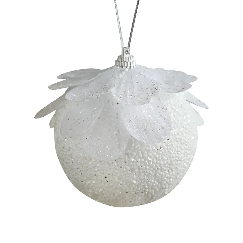 White Petal Foam Christmas Ball Decorations Christmas Tree Ornaments Festive Atmosphere Accessories Business Style European New Version