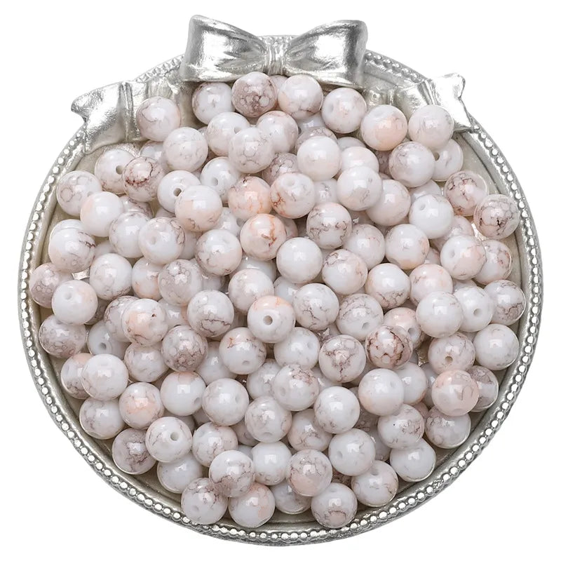 8mm Glass Gradient Porcelain Beads Round Beads Loose Beads DIY Handmade Beaded Bracelet Jewelry Accessories Material Kit Wholesale