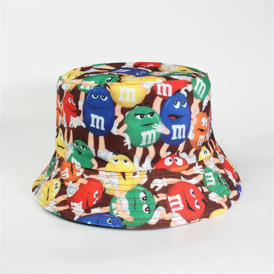 Double-Sided Fisherman Hat Women's Floral Print Sunshade Leaf Animal Cartoon Bucket Cap Spring Summer Elegant Casual Style