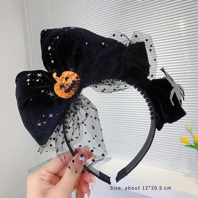 exaggerated funny halloween pattern pumpkin bow knot alloy cloth hair clip