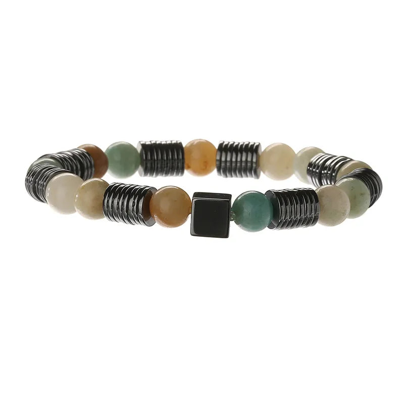 Geometric natural stone black gallstone Bracelets In Bulk