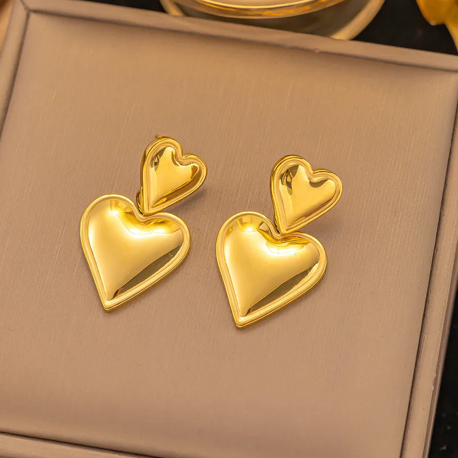 1 Pair IG Style Elegant Vintage Style Heart Shape Flower Butterfly 304 Stainless Steel Drop Earrings Ear Studs