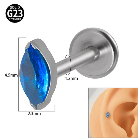 1 Piece Lip Rings Classic Style Colorful Water Droplets G23 Titanium Synthetic opal Zircon Inlay Synthetic opal Zircon