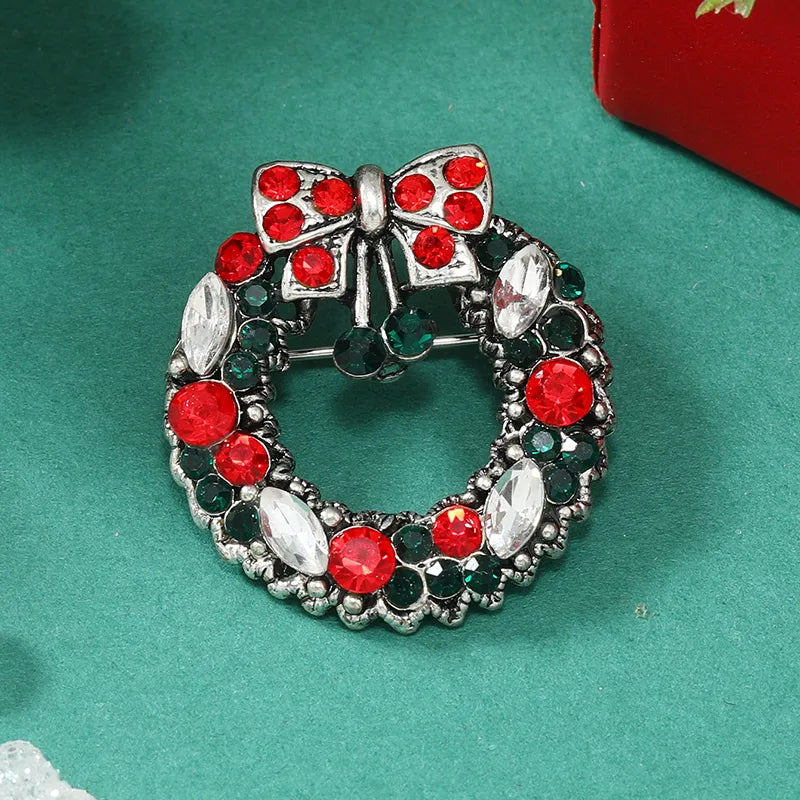 Christmas Bow Knot Bell Snowflake Alloy Plating Inlay Rhinestones Unisex Brooches 1 Piece