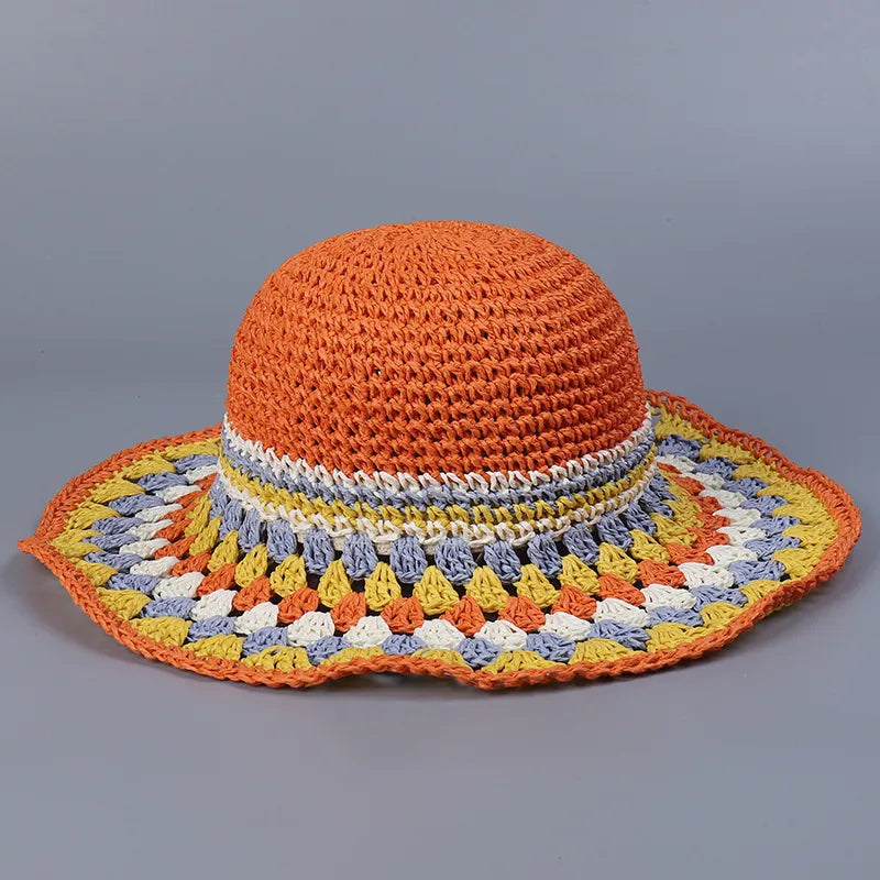 Women's Simple Style Round Big Eaves Straw Hat
