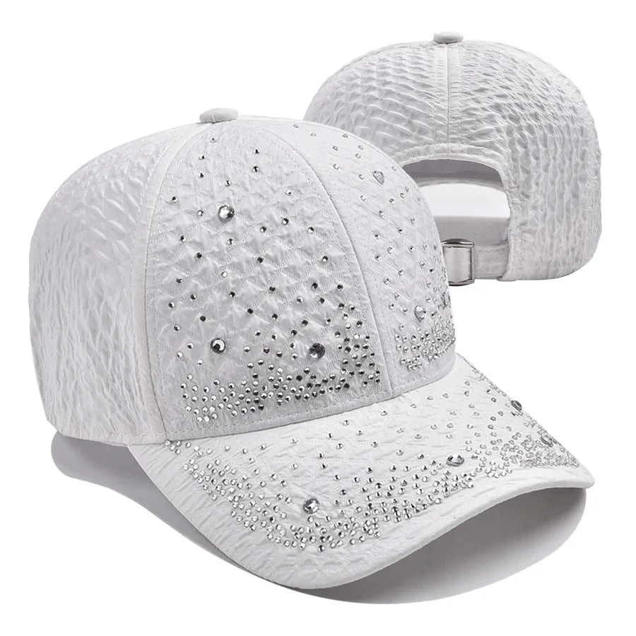 Unisex Glam Streetwear Shiny Diamonds Curved Eaves Baseball Cap