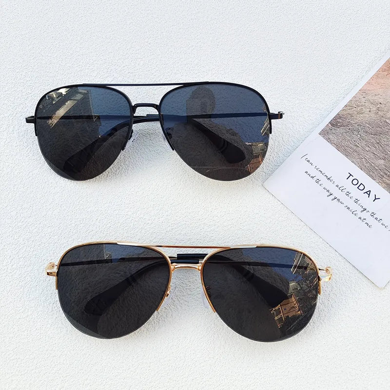 casual streetwear solid color pc avaitor half frame men's sunglasses