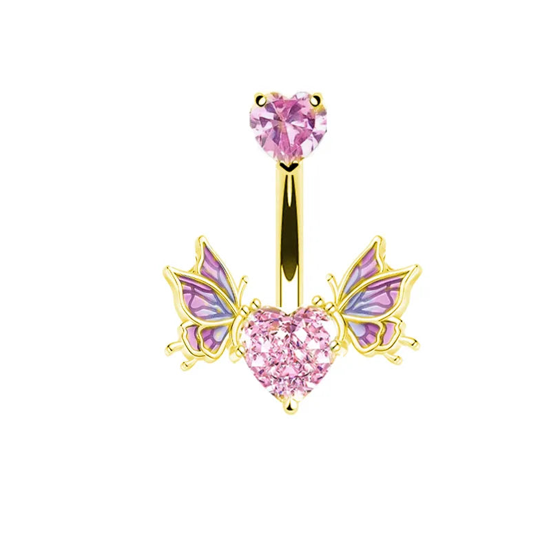 cute sexy animal heart shape stainless steel alloy copper asymmetrical plating inlay zircon 14k gold plated 18k gold plated silver plated cartilage earrings belly ring nose ring