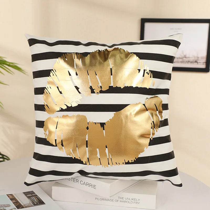 classical letter short plush pillow cases