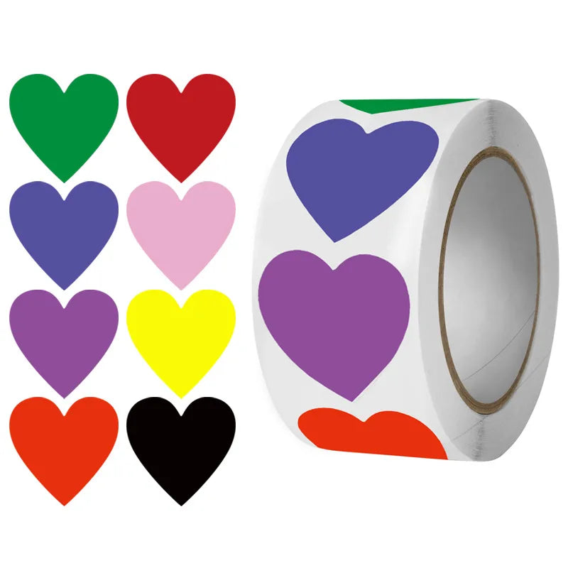 coated paper white thank you reusable adhesive sticker colored loving heart round sealing sticker hand mark sticker