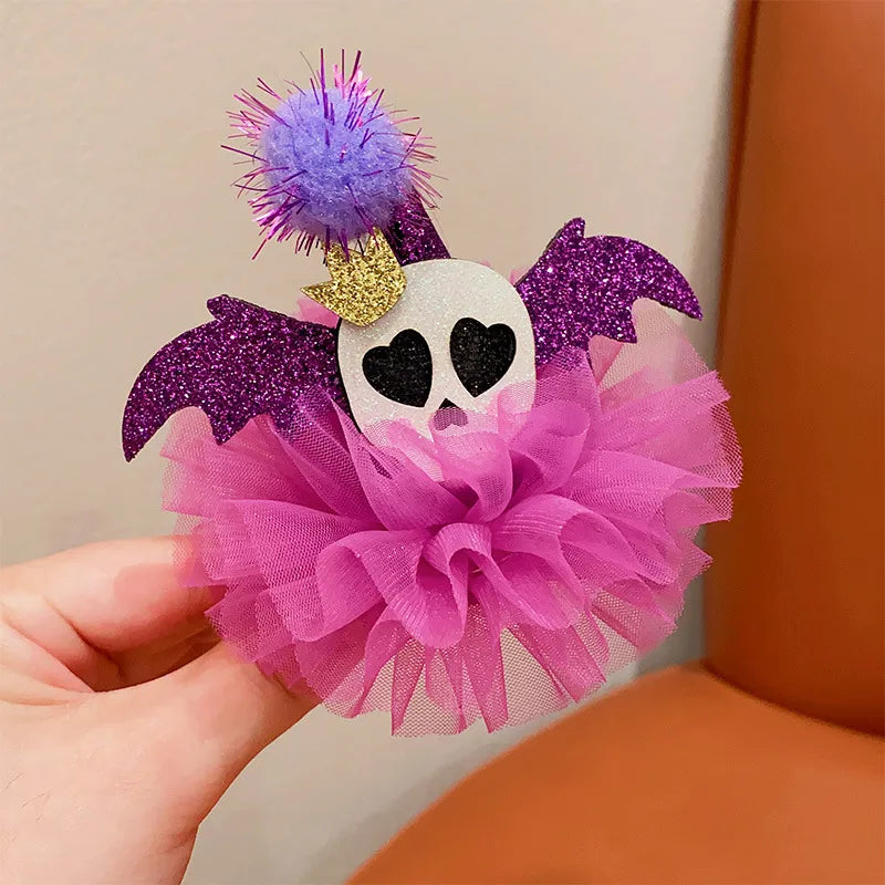 Halloween Cute Funny Kid'S Pumpkin Bat Hair Clip